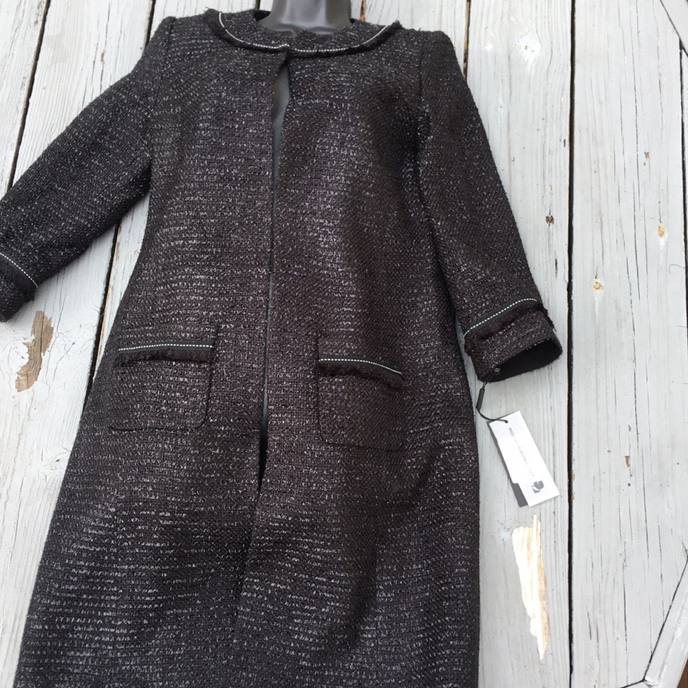 Karl Largerfield Paris black tweed coat jacket 0 old Hollywood Audrey Hepburn
